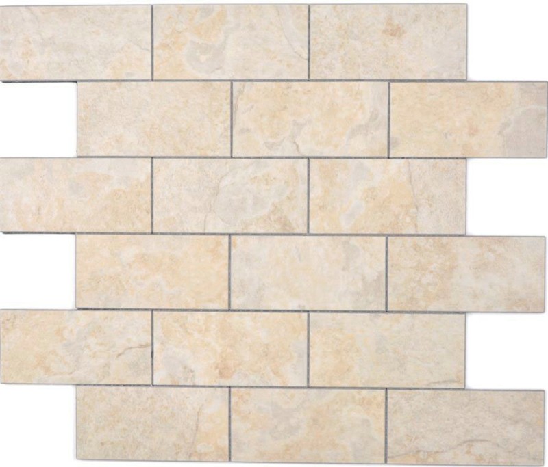 Mosaico de vinilo autoadhesivo con aspecto de piedra beige azulejo de mosaico de metro pared azulejo backsplash cocina baño MOS200-4LB