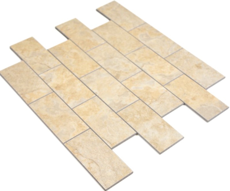 Mosaico de vinilo autoadhesivo con aspecto de piedra beige azulejo de mosaico de metro pared azulejo backsplash cocina baño MOS200-4LB