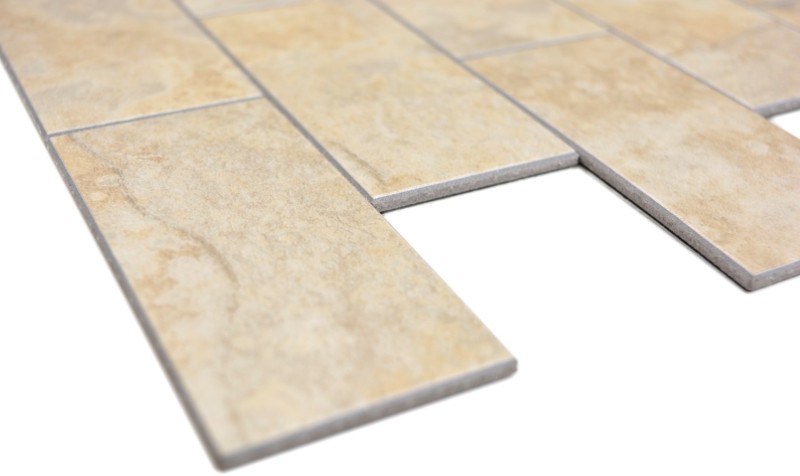 Mosaico de vinilo autoadhesivo con aspecto de piedra beige azulejo de mosaico de metro pared azulejo backsplash cocina baño MOS200-4LB