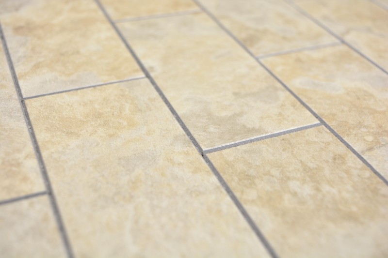 Mosaico de vinilo autoadhesivo con aspecto de piedra beige azulejo de mosaico de metro pared azulejo backsplash cocina baño MOS200-4LB