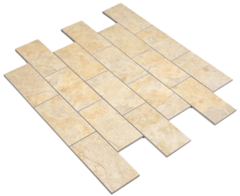 Mosaico de vinilo autoadhesivo con aspecto de piedra beige azulejo de mosaico de metro pared azulejo backsplash cocina baño MOS200-4LB