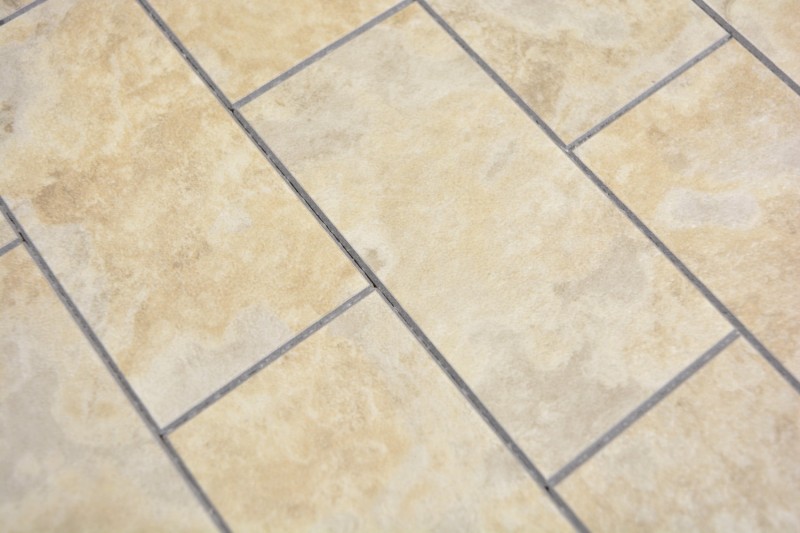 Mosaico de vinilo autoadhesivo con aspecto de piedra beige azulejo de mosaico de metro pared azulejo backsplash cocina baño MOS200-4LB