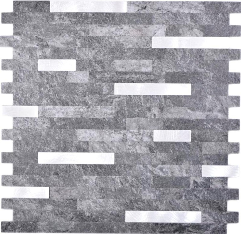 mosaico de vinilo autoadhesivo palos piedra mirada cuarzo antracita plata azulejo backsplash pared de la cocina MOS200-22BS