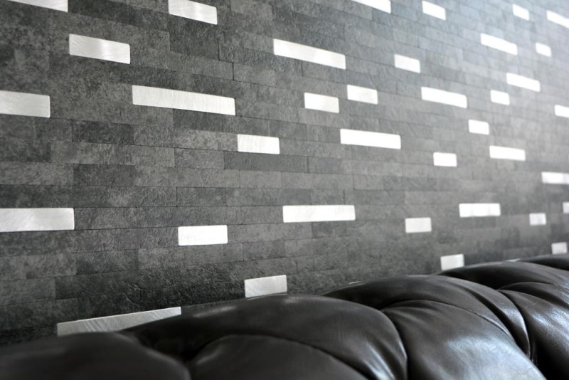 mosaico de vinilo autoadhesivo palos piedra mirada cuarzo antracita plata azulejo backsplash pared de la cocina MOS200-22BS
