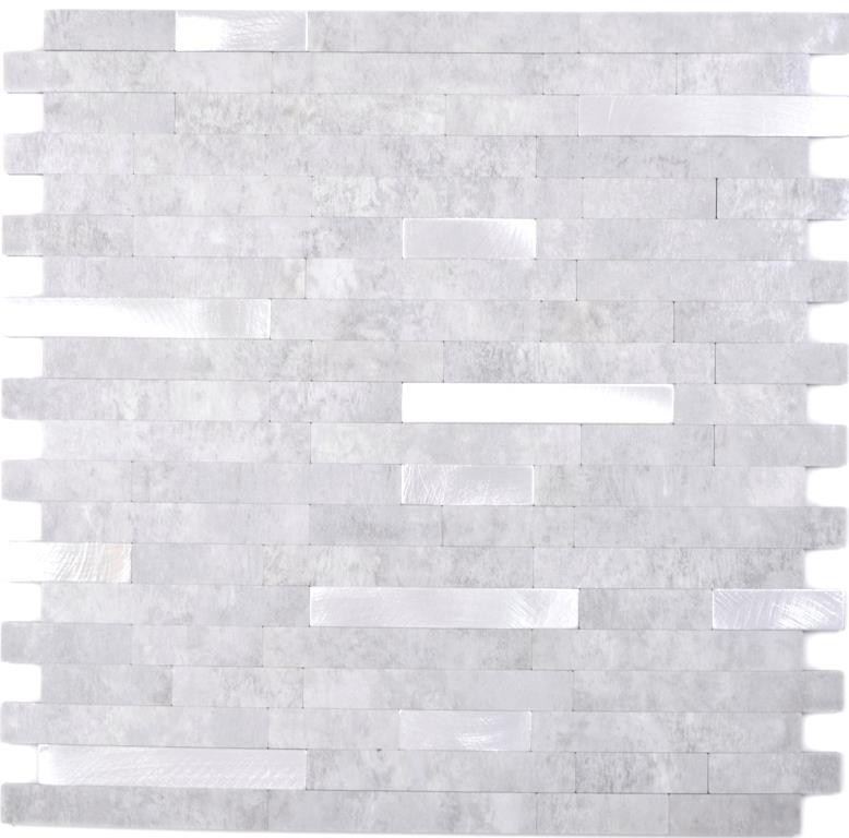 autoadhesivo mosaico de vinilo palos piedra mirada cuarzo cemento gris plata azulejo backsplash cocina pared MOS200-4GS