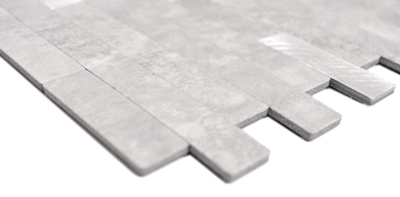 autoadhesivo mosaico de vinilo palos piedra mirada cuarzo cemento gris plata azulejo backsplash cocina pared MOS200-4GS