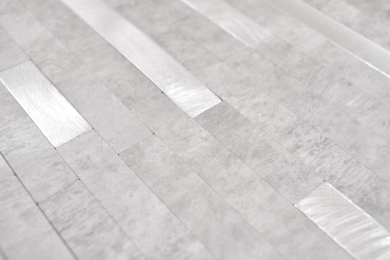 autoadhesivo mosaico de vinilo palos piedra mirada cuarzo cemento gris plata azulejo backsplash cocina pared MOS200-4GS