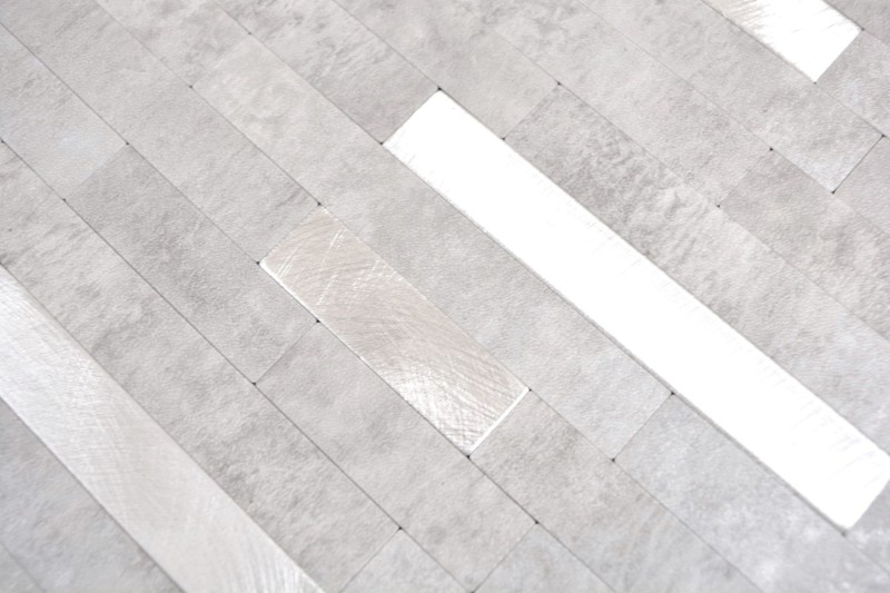 autoadhesivo mosaico de vinilo palos piedra mirada cuarzo cemento gris plata azulejo backsplash cocina pared MOS200-4GS