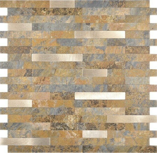 autoadhesivo mosaico de vinilo palos piedra mirada pizarra mirada oro óxido azulejo backsplash cocina pared MOS200-MSG