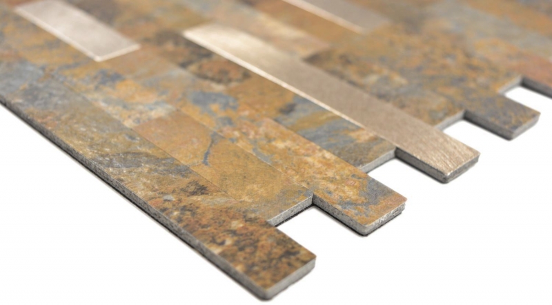 autoadhesivo mosaico de vinilo palos piedra mirada pizarra mirada oro óxido azulejo backsplash cocina pared MOS200-MSG