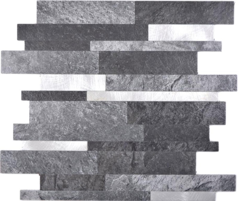 mosaico de vinilo autoadhesivo palos piedra mirada cuarzo antracita plata azulejo backsplash pared de la cocina MOS200-32BS