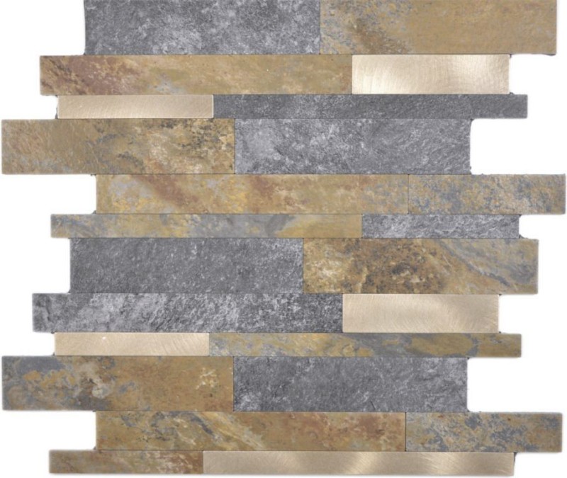mosaico de vinilo autoadhesivo palos piedra mirada pizarra mirada oro óxido azulejo backsplash cocina pared MOS200-8MSG