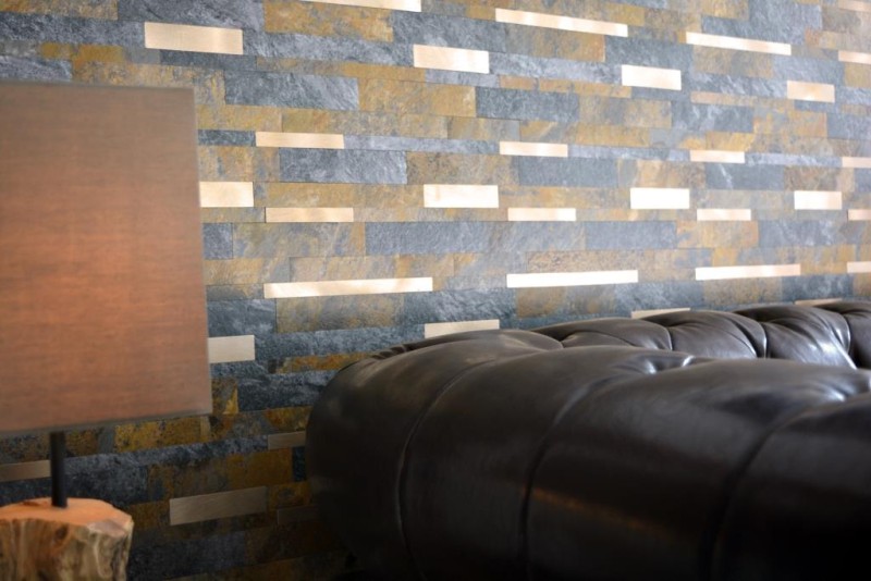 mosaico de vinilo autoadhesivo palos piedra mirada pizarra mirada oro óxido azulejo backsplash cocina pared MOS200-8MSG