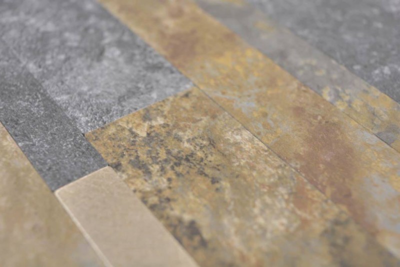 mosaico de vinilo autoadhesivo palos piedra mirada pizarra mirada oro óxido azulejo backsplash cocina pared MOS200-8MSG