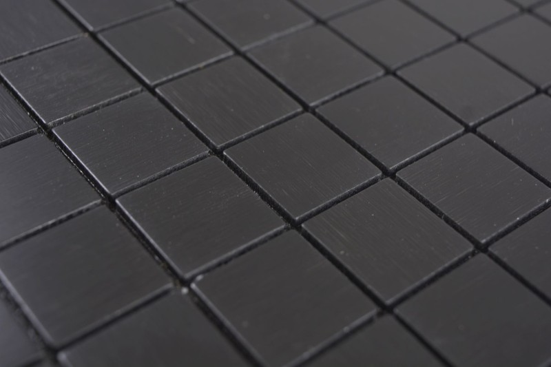 azulejo mosaico autoadhesivo metal aluminio negro antracita mate cepillado Azulejo protector contra salpicaduras cocina MOS200-L3B