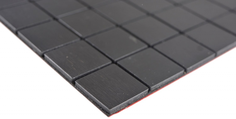 azulejo mosaico autoadhesivo metal aluminio negro antracita mate cepillado Azulejo protector contra salpicaduras cocina MOS200-L3B