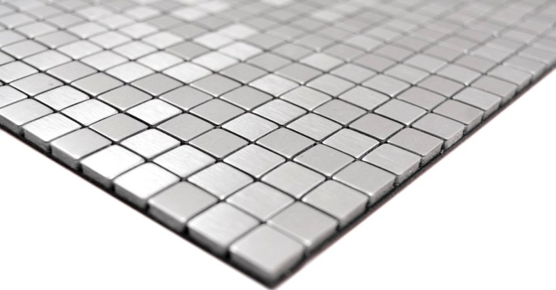 azulejo mosaico autoadhesivo metal aluminio plata mate cepillado azulejo salpicadero cocina MOS200-L5S