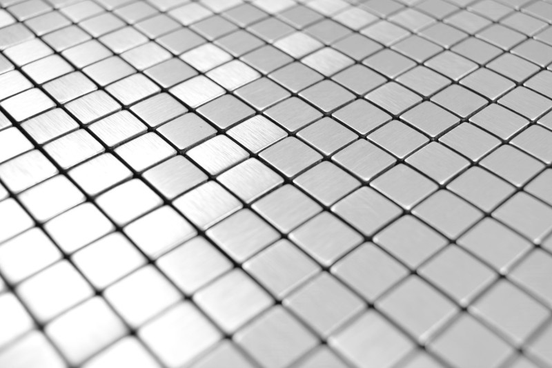 azulejo mosaico autoadhesivo metal aluminio plata mate cepillado azulejo salpicadero cocina MOS200-L5S