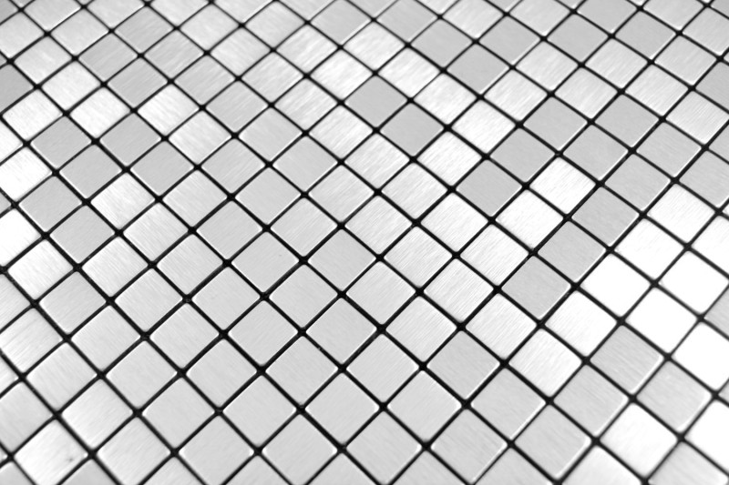 azulejo mosaico autoadhesivo metal aluminio plata mate cepillado azulejo salpicadero cocina MOS200-L5S