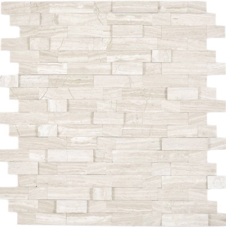 mosaico compuesto autoadhesivo tiras piedra natural Traverin beige azulejo backsplash cocina pared look MOS200-M02