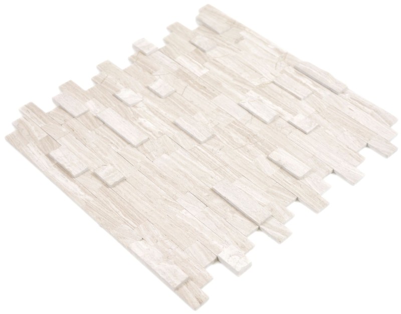 mosaico compuesto autoadhesivo tiras piedra natural Traverin beige azulejo backsplash cocina pared look MOS200-M02