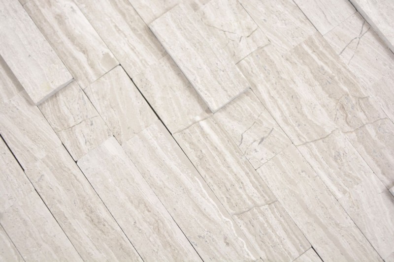 mosaico compuesto autoadhesivo tiras piedra natural Traverin beige azulejo backsplash cocina pared look MOS200-M02