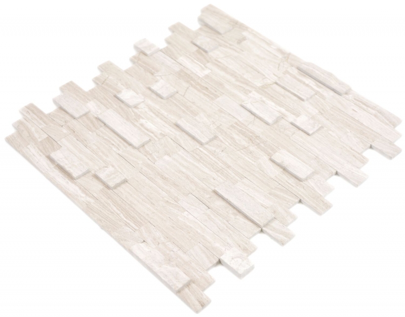 mosaico compuesto autoadhesivo tiras piedra natural Traverin beige azulejo backsplash cocina pared look MOS200-M02