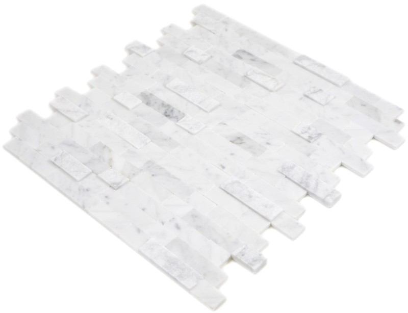 mosaico compuesto autoadhesivo tiras de piedra natural blanco con Carrara mirada azulejo backsplash pared de la cocina mirada MOS200-M22