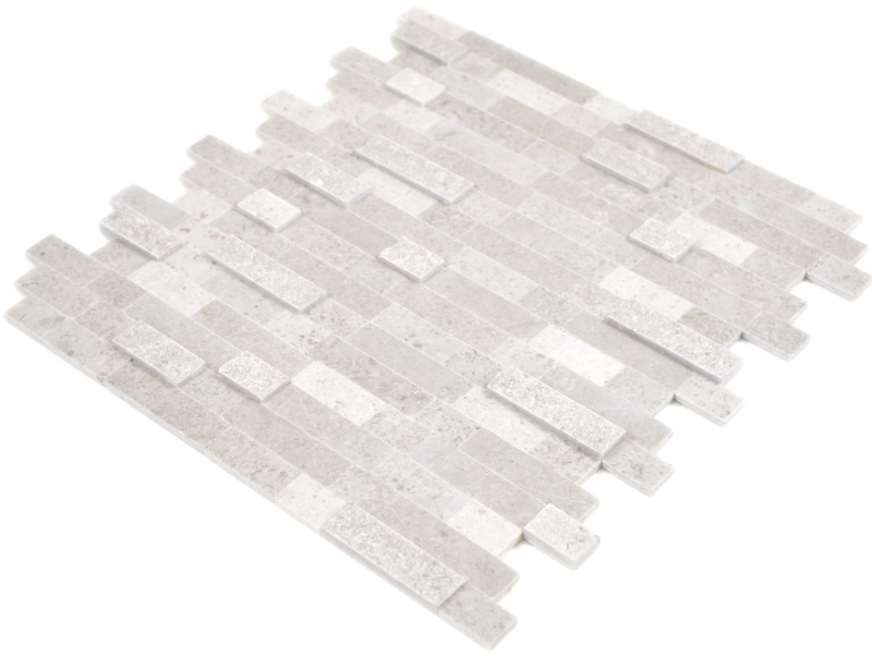 mosaico compuesto autoadhesivo tiras piedra natural gris azulejo backsplash cocina pared look MOS200-M32