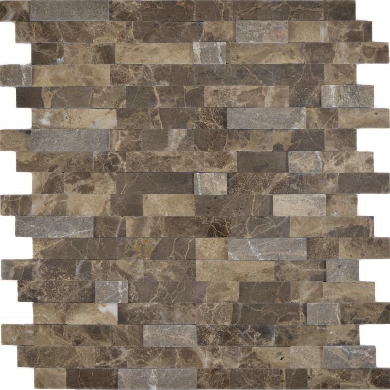 mosaico compuesto autoadhesivo tiras piedra natural emparador marrón azulejo backsplash cocina pared look MOS200-M52
