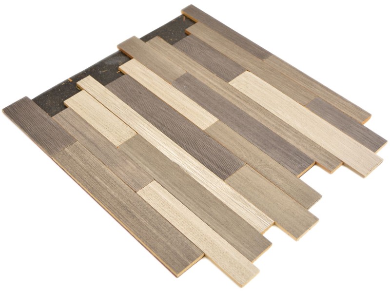 autoadhesivo paneles de madera real compuesto gris beige HSC madera pared azulejos backsplash cocina splashback MOS170-PW3