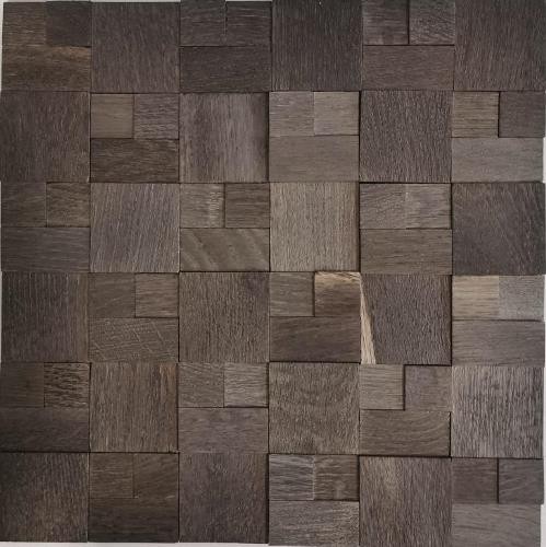Mosaico de madera autoadhesivo panel de madera chapa marrón oscuro 3D pared de madera cocina backsplash