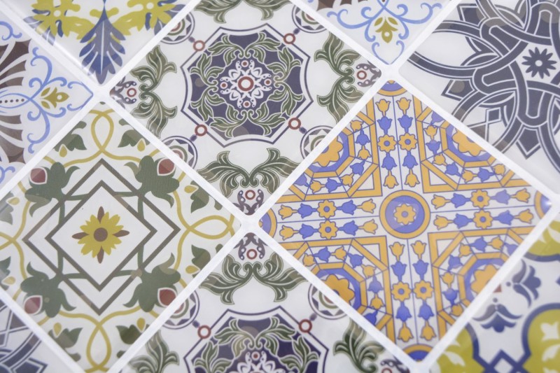 mosaico autoadhesivo película retro vintage casa de campo estilo vinilo adornos azulejo backsplash cocina