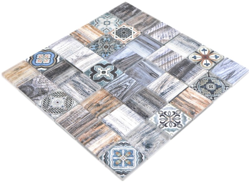 Mosaico azulejo patchwork azul gris efecto madera azulejo backsplash cocina splashback MOS160-w400