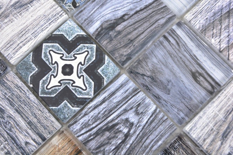 Mosaico azulejo patchwork azul gris efecto madera azulejo backsplash cocina splashback MOS160-w400