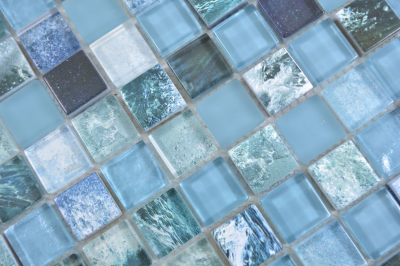 Azulejos de mosaico de mosaico de vidrio Arts and Crafts verde azul Océano pared azulejo backsplash cocina ducha baño MOS74-0605