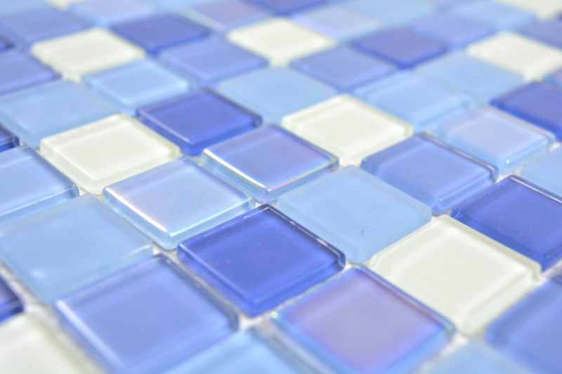 Azulejos de mosaico mosaico de vidrio azul fluorescente blanco mosaico azulejo pared azulejo backsplash cocina ducha baño