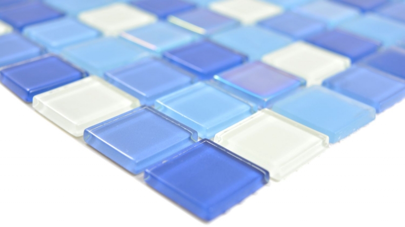 Azulejos de mosaico mosaico de vidrio azul fluorescente blanco mosaico azulejo pared azulejo backsplash cocina ducha baño