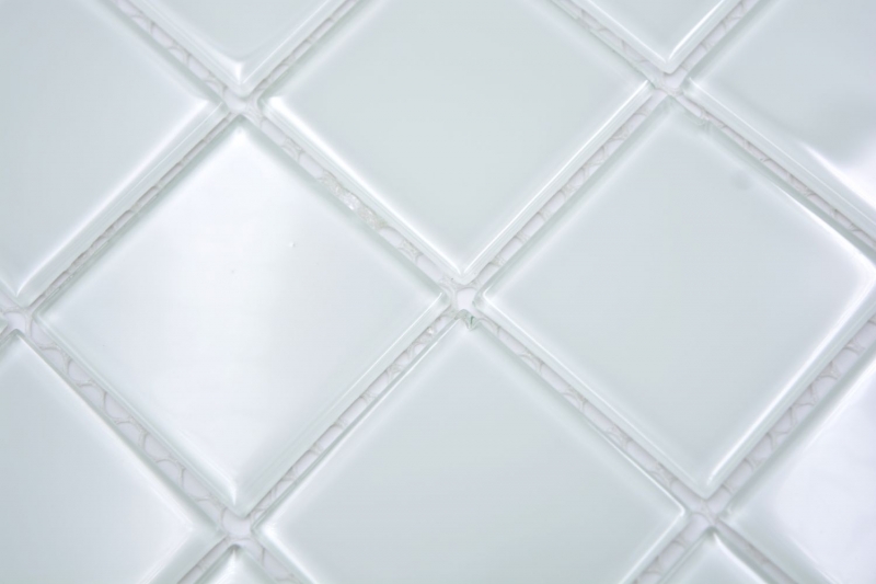 Mosaico de vidrio blanco tinte verde mosaico azulejo pared azulejo backsplash cocina ducha baño MOS78-0101_f
