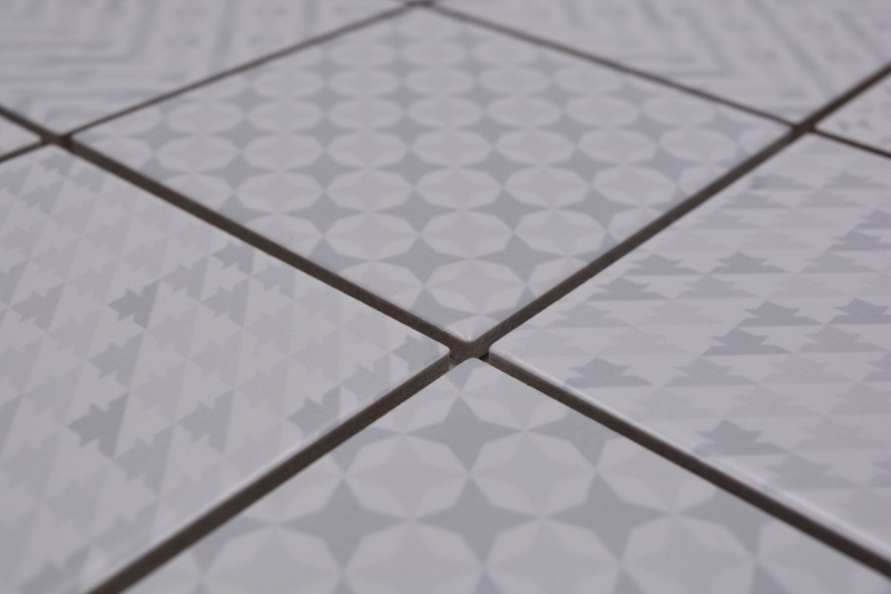 Muestra de mano retro vintage mosaico azulejo cerámica blanco Geo White MOS22B-1401_m