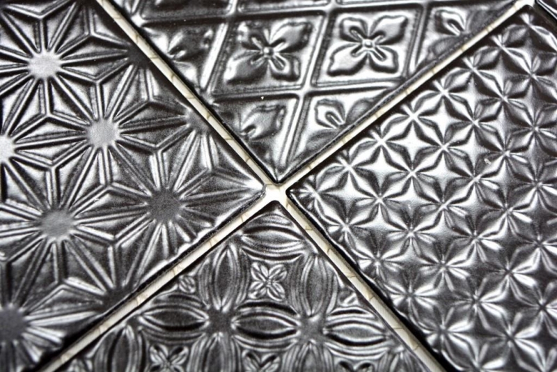 Muestra de mano retro vintage mosaico azulejo cerámica negro Spirit negro MOS22B-1403_m