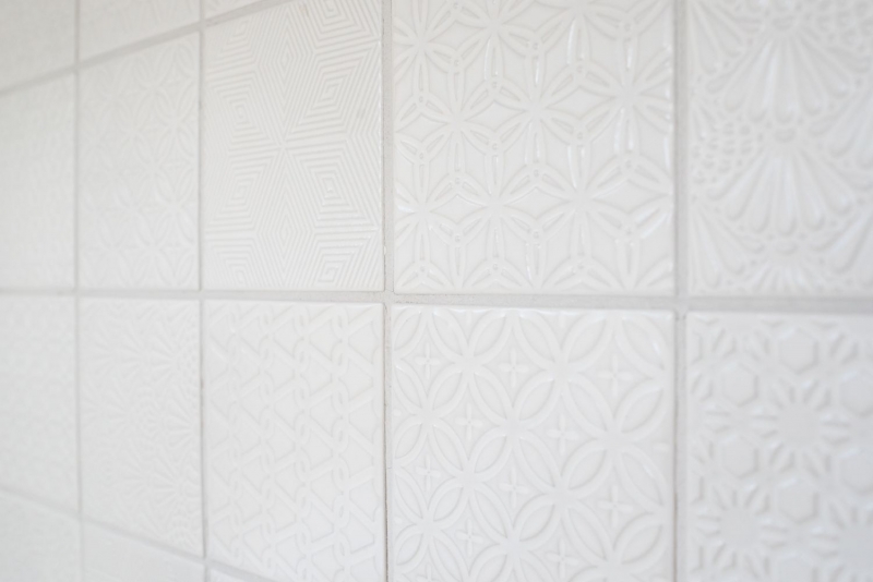 Muestra de mano retro vintage mosaico azulejo cerámica blanco Spirit blanco MOS22B-0104_m