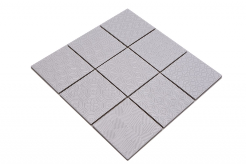 Muestra de mano retro vintage mosaico azulejo cerámica blanco Spirit blanco MOS22B-0104_m