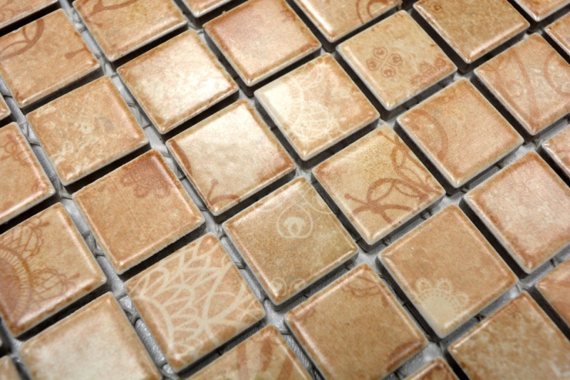 Muestra de mano mosaico azulejo retro vintage cerámica mosaico beige marrón cocina splashback MOS18D-1412_m