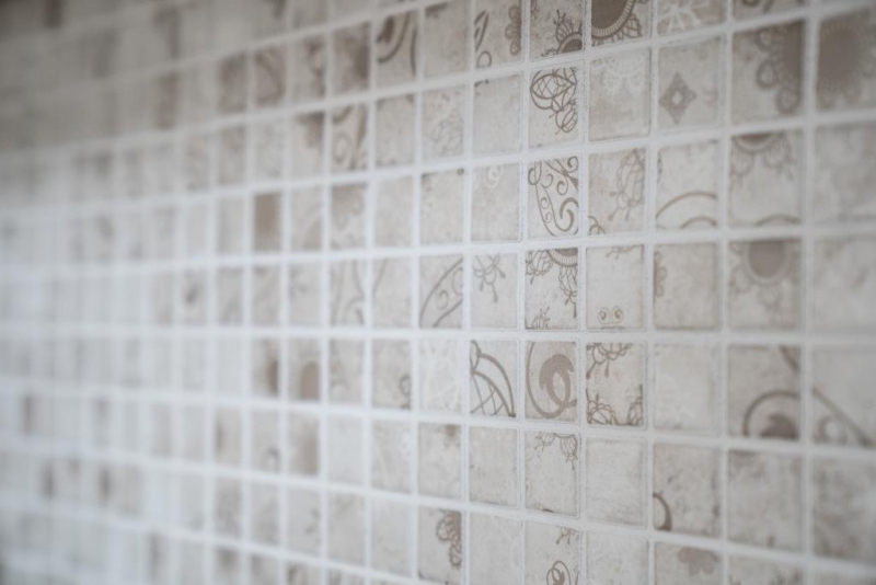 Muestra de mano mosaico azulejo retro vintage cerámica mosaico gris caqui azulejo backsplash MOS18D-1402_m