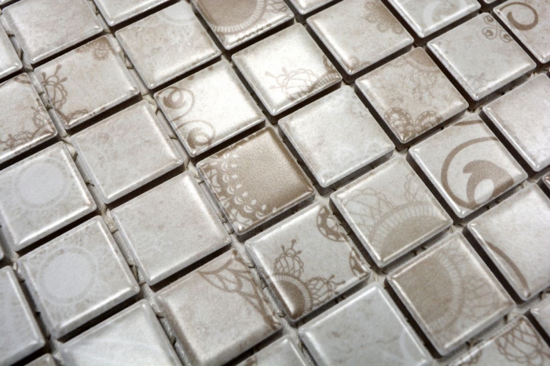Muestra de mano mosaico azulejo retro vintage cerámica mosaico gris caqui azulejo backsplash MOS18D-1402_m