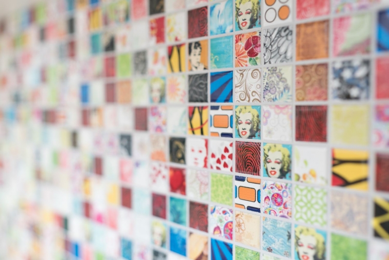 Muestra de mano colorido mosaico azulejo retro vintage POP UP Marilyn Monroe cerámica MOS18D-1605_m