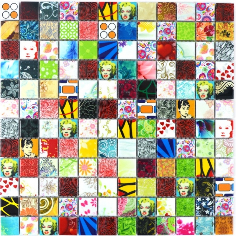 Muestra de mano colorido mosaico azulejo retro vintage POP UP Marilyn Monroe cerámica MOS18D-1605_m