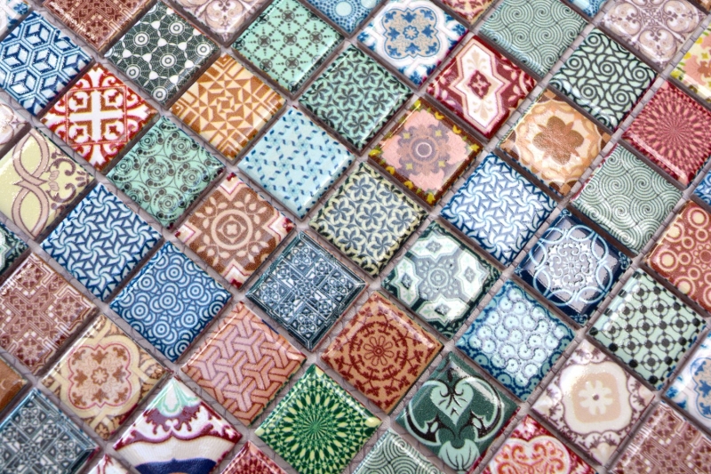 Muestra de mano colorido mosaico azulejo aspecto español retro vintage mosaico de cerámica MOS18D-1616_m
