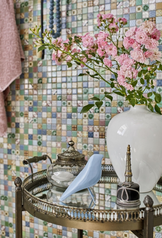Muestra de mano colorido mosaico azulejo aspecto español retro vintage mosaico de cerámica MOS18D-1616_m